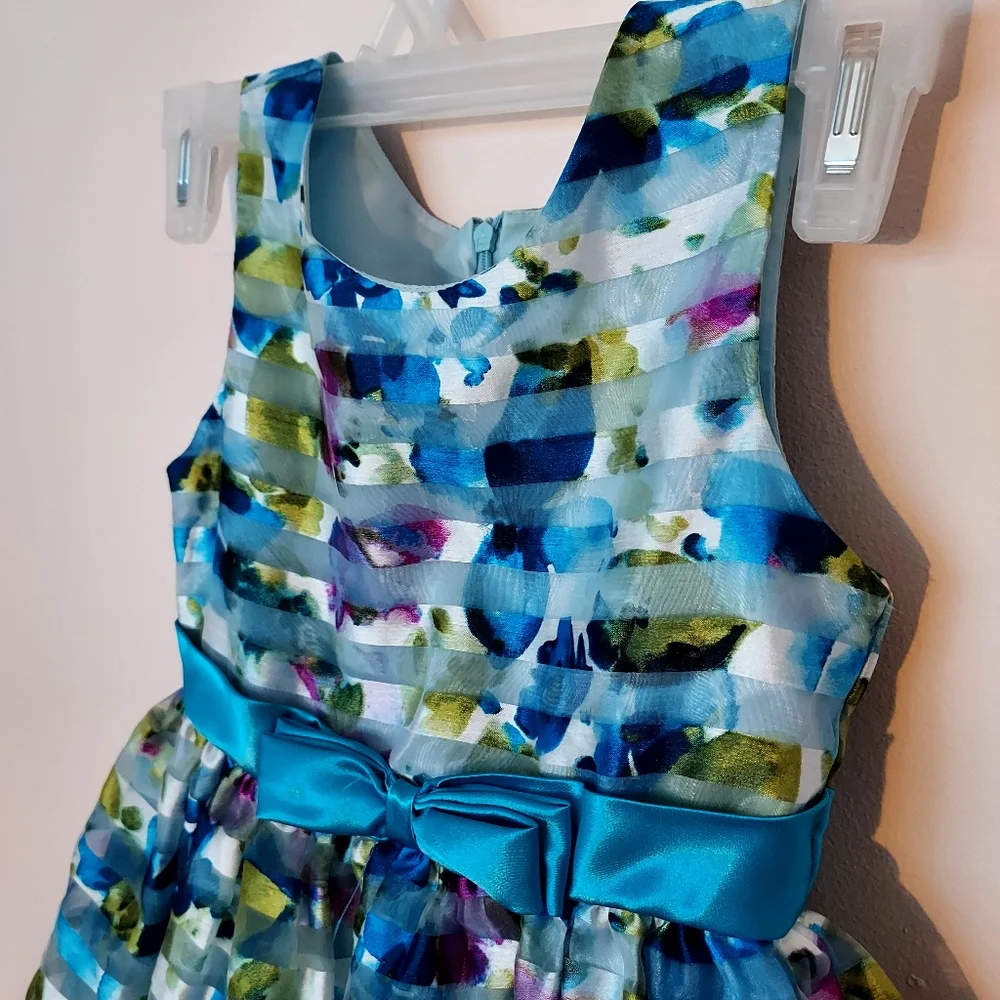 Sorbet Blue Girl's Floral Special Occasion Party dress 6X Coquette Girl Spring